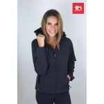 Casacos softshell poliester para mulher com capuz 280 g/m2 THC Zagreb cor azul-marinho