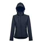 Casacos softshell poliester para mulher com capuz 280 g/m2 THC Zagreb cor azul-marinho quarta vista