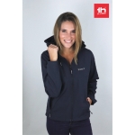 Casacos softshell poliester para mulher com capuz 280 g/m2 THC Zagreb cor azul-marinho vista conjunto