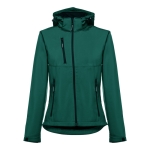 Casacos softshell poliester para mulher com capuz 280 g/m2 THC Zagreb cor verde-escuro