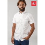 Camisas promocionais em algodão e poliester 130 g/m2 THC London WH cor branco