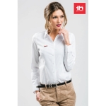 Camisa cintada em algodão e poliester para mulher 130 g/m2 THC Tokyo cor branco vista conjunto