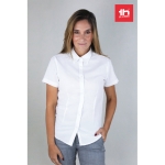 Camisas Oxford para mulher, algodão e poliester 130 g/m2 THC London WH cor branco vista conjunto