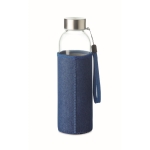 Garrafa de vidro com manga de neopreno ganga 500ml Crystal Denim cor azul segunda vista