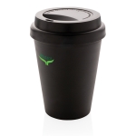 Copo takeaway de plástico e parede dupla de 300ml Takeaway Daily cor preto vista com logo