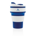 Copos portáteis dobráveis de silicone de 350ml Takeaway Folding cor azul vista com logo