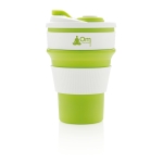 Copos portáteis dobráveis de silicone de 350ml Takeaway Folding cor verde vista com logo