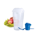 Saladeira de PP com garfo incorporado em cores 750ml Picnic cor azul quarta vista