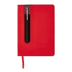 Caderno de PU com caneta táctil, folhas A5 pautadas Storing cor vermelho terceira vista