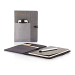 Portefólios personalizados de cor cinza com caderno A5 NoteBook cor preto