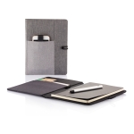 Portefólios personalizados de cor cinza com caderno A5 NoteBook cor preto vista geral