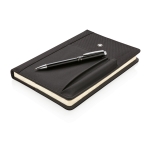 Conjunto de caderno com diversos compartimentos e caneta Refillable cor preto quarta vista