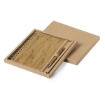 Conjunto de caderno e caneta de bambu, folhas A5 pautadas Bamboo cor natural primeira vista