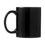 Caneca barata publicitária de cerâmica colorida 330ml Basic Colors cor preto vista traseira