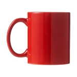 Caneca barata publicitária de cerâmica colorida 330ml Basic Colors cor vermelho vista traseira