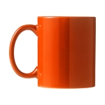 Caneca barata publicitária de cerâmica colorida 330ml Basic Colors cor cor-de-laranja vista traseira