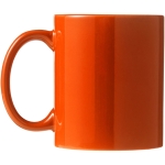 Caneca barata publicitária de cerâmica colorida 330ml Basic Colors cor cor-de-laranja segunda vista traseira