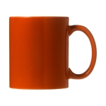 Caneca barata publicitária de cerâmica colorida 330ml Basic Colors cor cor-de-laranja vista frontal