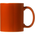 Caneca barata publicitária de cerâmica colorida 330ml Basic Colors cor cor-de-laranja segunda vista frontal