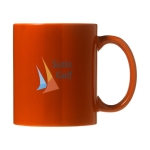 Caneca barata publicitária de cerâmica colorida 330ml Basic Colors cor cor-de-laranja segunda vista impressão com tampografia