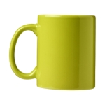 Caneca barata publicitária de cerâmica colorida 330ml Basic Colors cor verde-lima segunda vista traseira