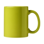 Caneca barata publicitária de cerâmica colorida 330ml Basic Colors cor verde-lima segunda vista frontal