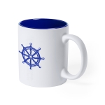 Caneca branca gravada a laser com cor interior de 350ml Magic White cor azul primeira vista