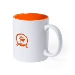 Caneca branca gravada a laser com cor interior de 350ml Magic White cor cor-de-laranja primeira vista