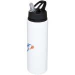 Garrafa grande de alumínio desportiva com palhinha 800ml Straw Colors cor branco vista impressão tampografia