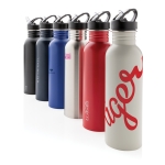 Garrafas personalizadas de aço inoxidável com bocal 710ml Adventure cor vermelho