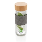 Garrafas pequenas de vidro personalizadas 360ml Infuser Sleeve cor transparente vista com logo