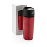 Copos térmicos impressos com abertura de um toque 300ml Original cor vermelho vista com caixa