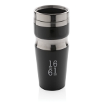 Copos térmicos de aço e plástico com design ergonómico 350ml Contour cor preto vista com logo