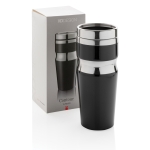 Copos térmicos de aço e plástico com design ergonómico 350ml Contour cor preto vista com caixa