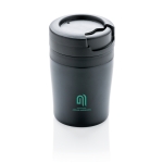 Caneca térmica personalizada muito pequena e compacta 160ml Coffee cor preto vista com logo