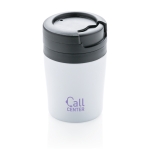 Caneca térmica personalizada muito pequena e compacta 160ml Coffee cor branco vista com logo