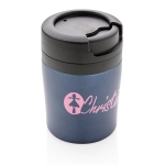 Caneca térmica personalizada muito pequena e compacta 160ml Coffee cor azul-escuro vista com logo