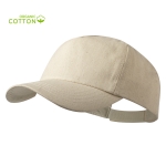 Boné de algodão orgânico cor de linho e fecho de velcro Organic Cotton terceira vista