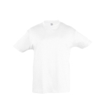 T-shirt para criança, algodão semi cor branco nona vista