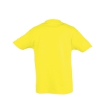 T-shirt para criança, algodão semi cor amarelo vista traseira