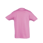 T-shirt para criança, algodão semi cor cor-de-rosa vista traseira