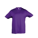 T-shirt para criança, algodão semi cor violeta segunda vista