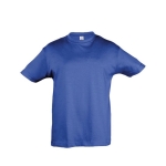 T-shirt para criança, algodão semi cor azul real terceira vista