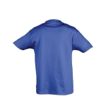 T-shirt para criança, algodão semi cor azul real vista traseira