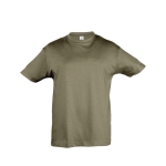 T-shirt para criança, algodão semi cor verde militar