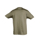 T-shirt para criança, algodão semi cor verde militar vista traseira