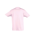 T-shirt para criança, algodão semi cor cor-de-rosa claro vista traseira