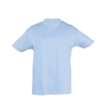 T-shirt para criança, algodão semi cor azul pastel