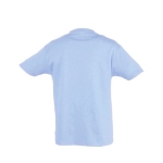 T-shirt para criança, algodão semi cor azul pastel vista traseira