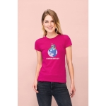 T-shirts para mulher em algodão semi cor cor-de-rosa